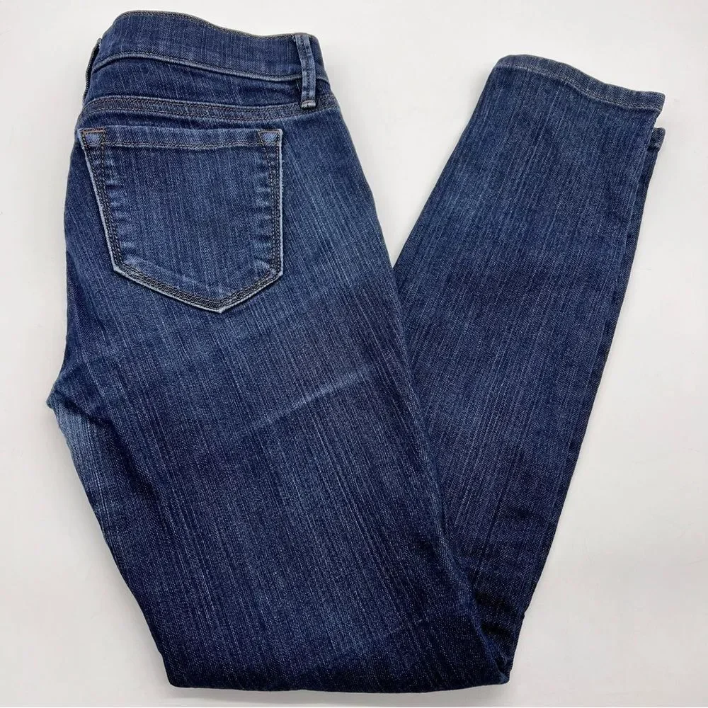 Ann Taylor LOFT Outlet Modern Skinny in Dark Wash Petite Mid Rise Denim Jeans-2P